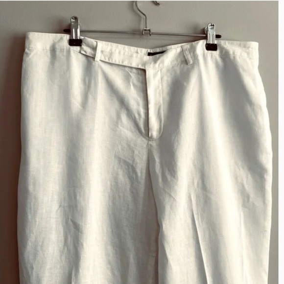 Nine West NWT Slouchy Cyndi white linen wide leg lagenlook trouser pant size 16 - Picture 6 of 16